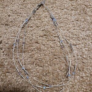 Express Brand Blue/Purple bead necklace in a silver setting